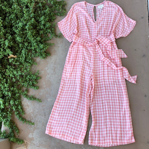 pink gingham jumpsuit